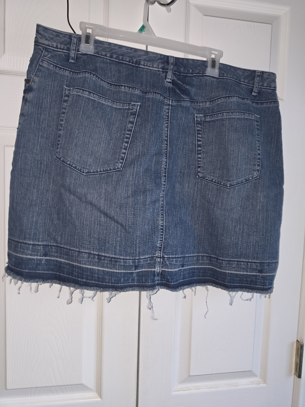 Venezia Blue Denim Mini Skort with Frayed Hem